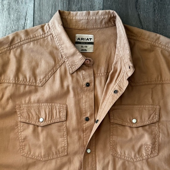 ARIAT Mens Ace Retro Snap Long Sleeve Shirt XXL / 2XL Western Cowboy 100% Cotton - Picture 8 of 16